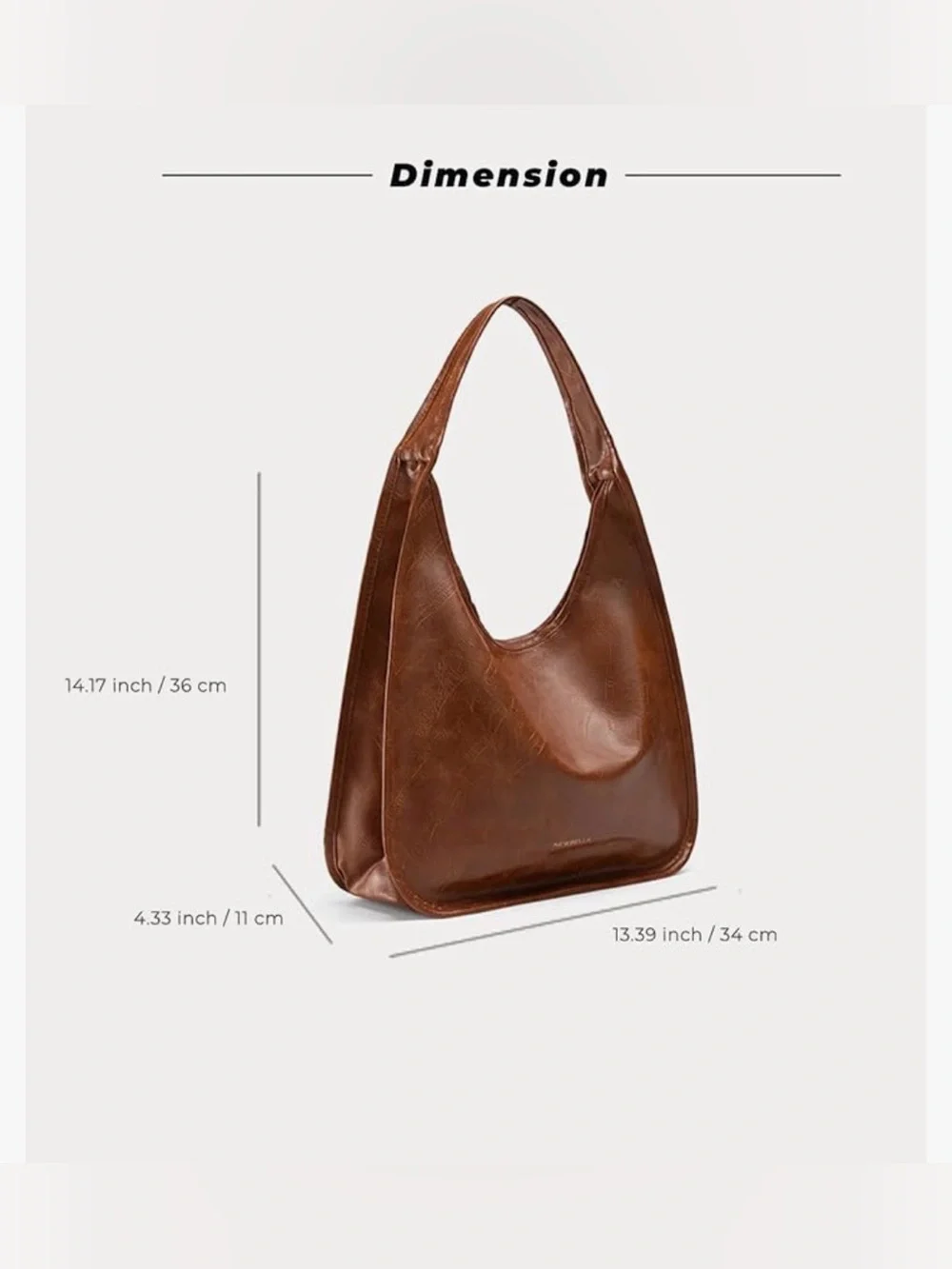 NEWBELLA Brown Embossed Vegan Leather Slouchy Hobo Shoulder Bag